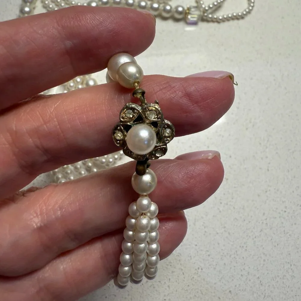 Vintage Faux Pearl Necklace 54" - Picture 3 of 7